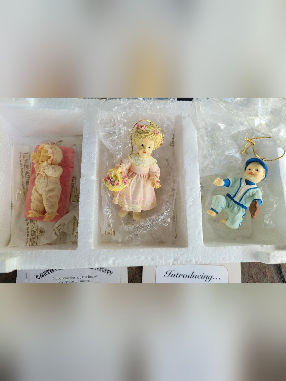 Ashton Drake Set of 3 Vintage Porcelain Baby Ornaments - (BC1)